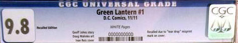 Green Lantern (New 52) #1 Error (Recalled) CGC