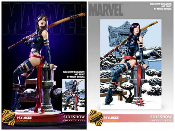 Original Mark Brooks art print from the Psylocke Sideshow Collectibles statue