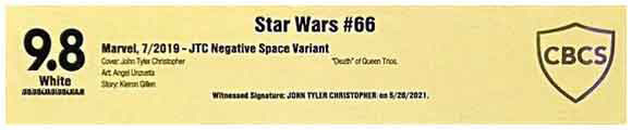 Star Wars #66 JTC Negative Space Variant CBCS Label